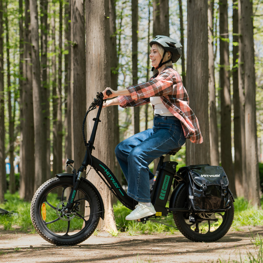 Hitway BK6S 2025 Version 250W 20" Fat Tire Foldable Electric Bike 36V 12Ah Battery Step-Through Cruiser