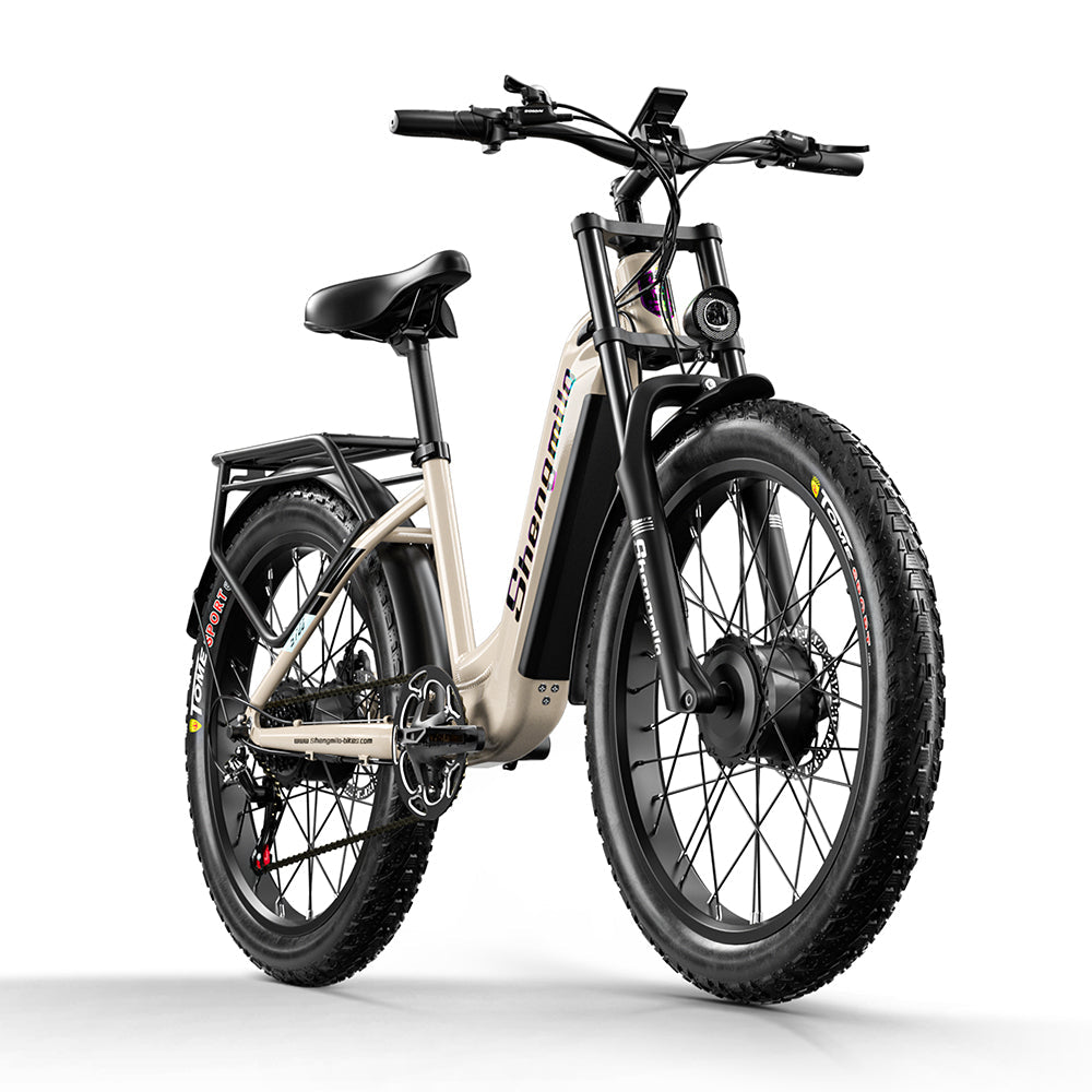 SHENGMILO S700 26" Step-Thru Fat Tire Electric City Bike 1000W*2 Dual Motor 48V 17.5Ah Battery