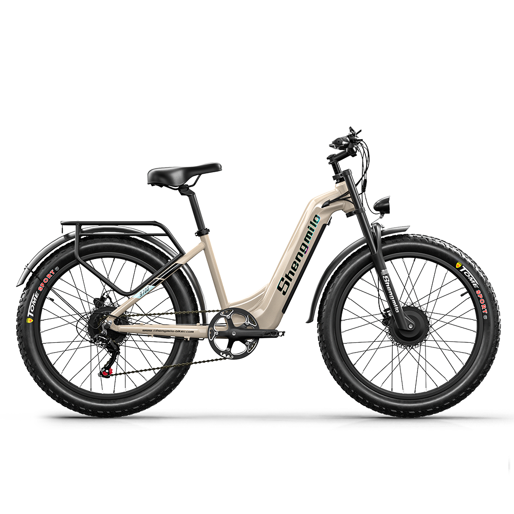 SHENGMILO S700 26" Step-Thru Fat Tire Electric City Bike 1000W*2 Dual Motor 48V 17.5Ah Battery