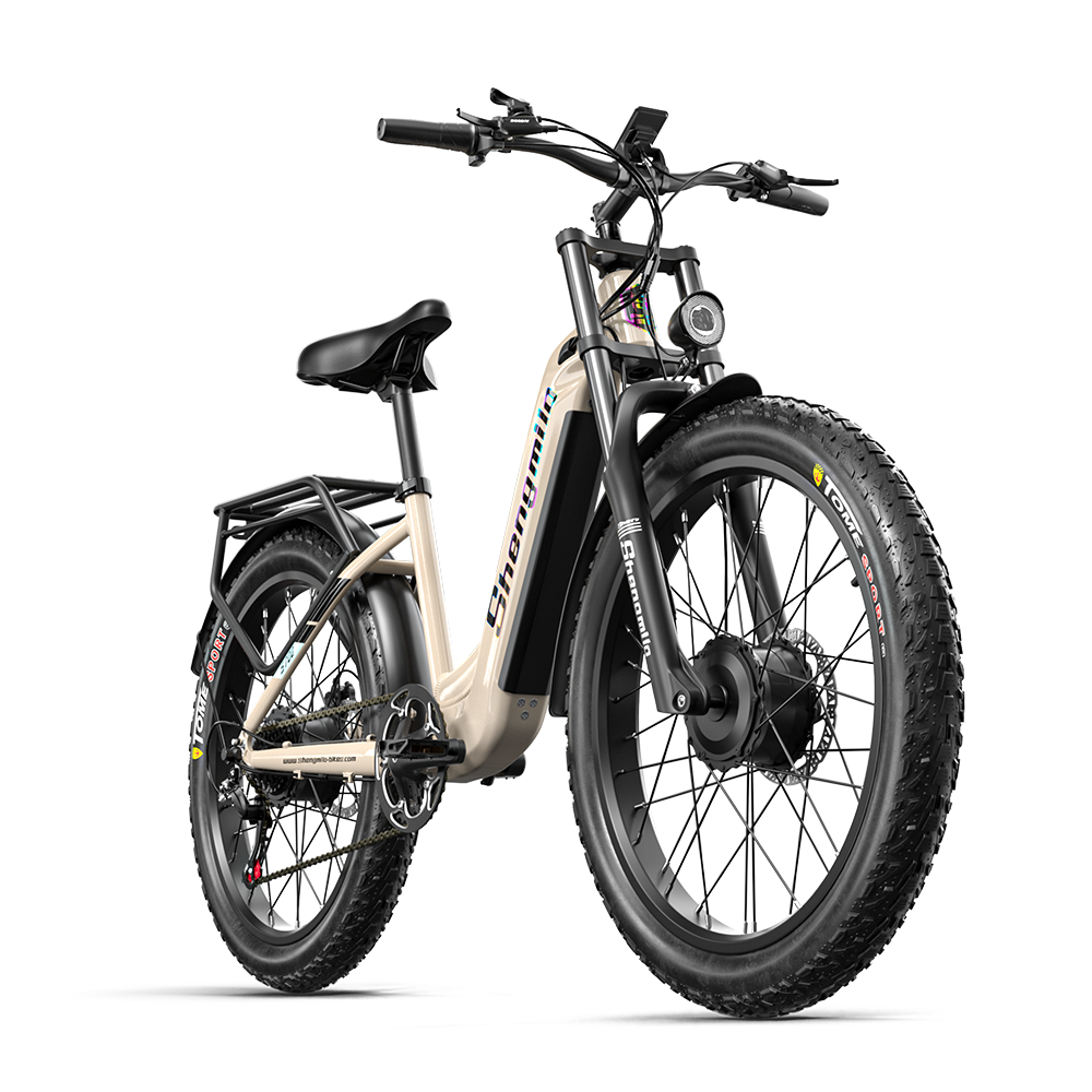 SHENGMILO S700 26" Step-Thru Fat Tire Electric City Bike 1000W*2 Dual Motor 48V 17.5Ah Battery
