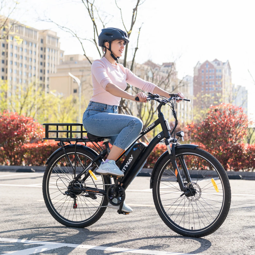 Hitway BK27 2025 Version 250W 28" Trekking Electric Bike 36V 12Ah Battery City Hybrid with Spoked Wheels