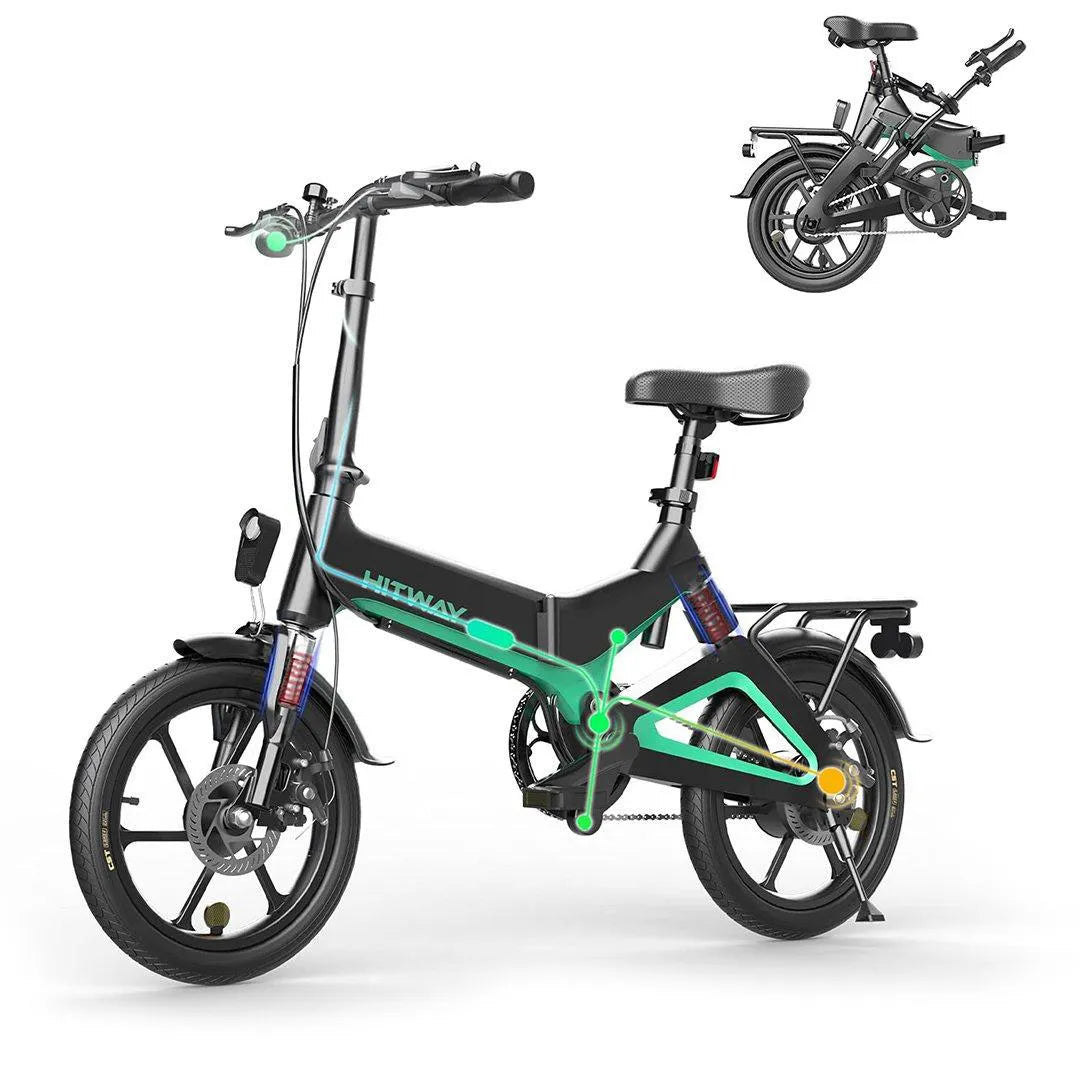 Hitway BK2 2025 Version 250W 16" Foldable Electric Bike 36V 7.8Ah Battery Lightweight Urban Commuter
