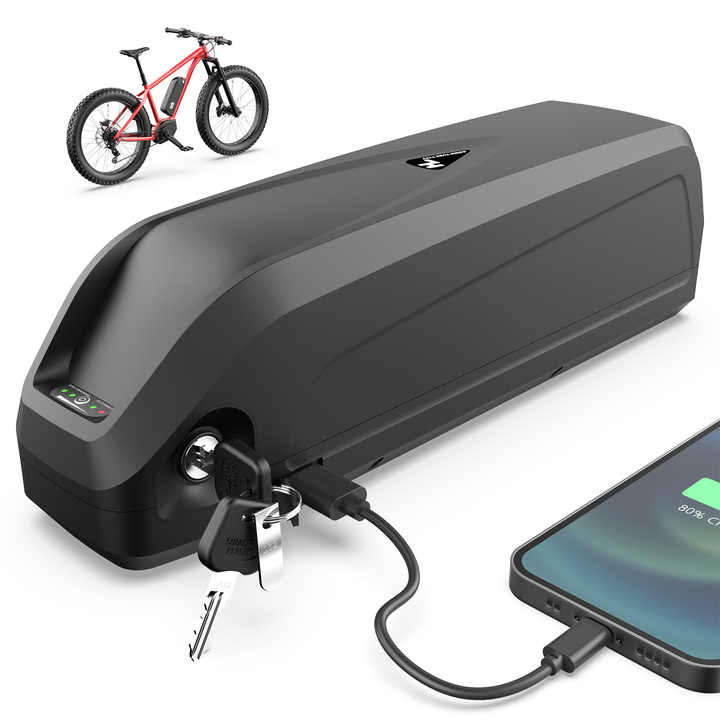 Hailong Down Tube E-Bike Battery β 36V / 48V / 52V (17.5Ah-24Ah) β Standard, LG & Samsung Cells