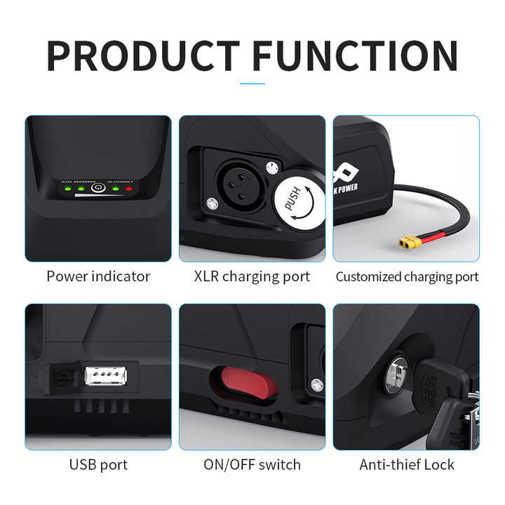 Hailong Down Tube E-Bike Battery β 36V / 48V / 52V (17.5Ah-24Ah) β Standard, LG & Samsung Cells