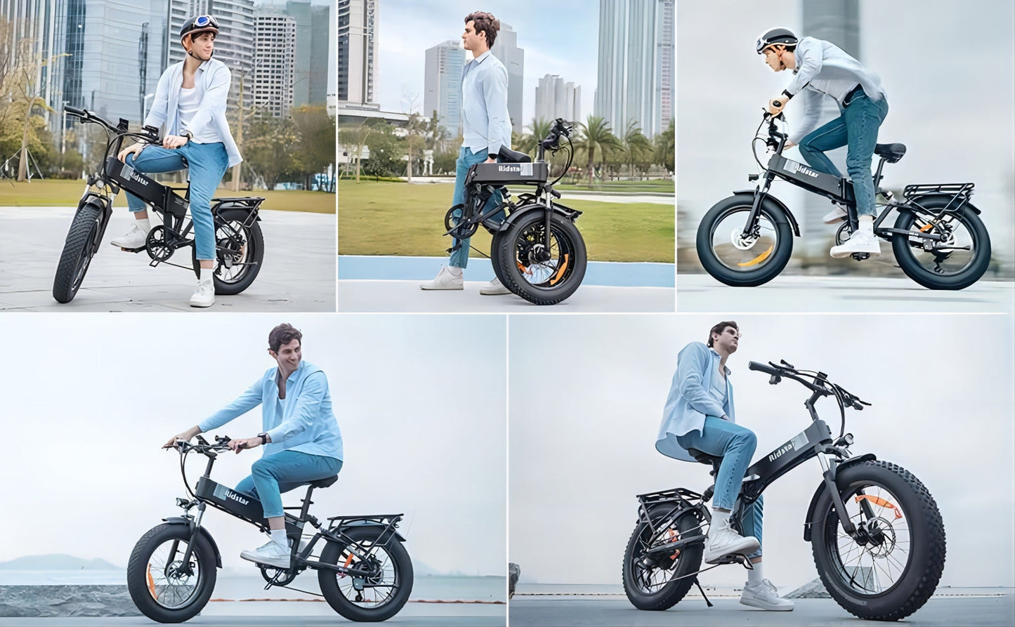 RIDSTAR H20 1000W Fat Tire Foldable Electric Bike – 48V 15Ah Battery, 35-80km Range, Dual Disc Brakes, Full Suspension