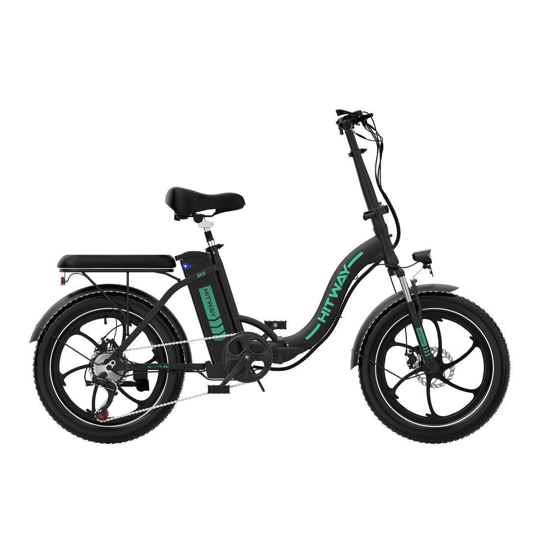 Hitway BK6S 2025 Version 250W 20" Fat Tire Foldable Electric Bike 36V 12Ah Battery Step-Through Cruiser