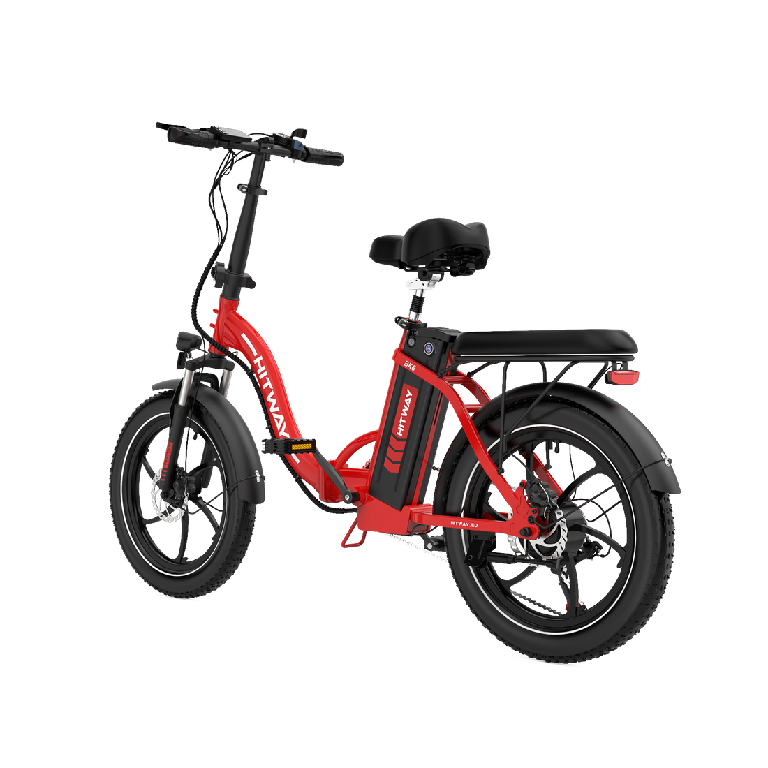 Hitway BK6S 2025 Version 250W 20" Fat Tire Foldable Electric Bike 36V 12Ah Battery Step-Through Cruiser