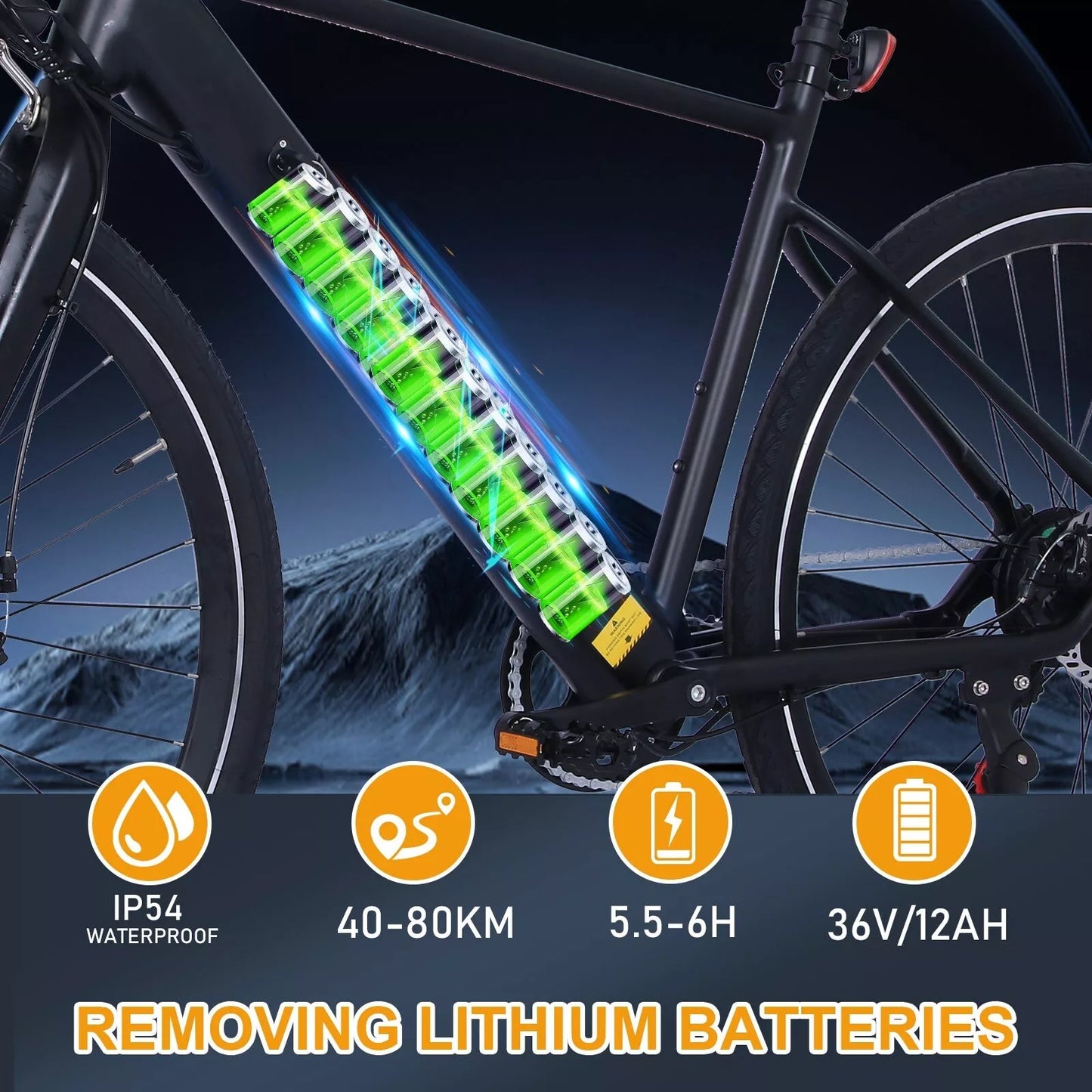 Hitway BK19 2025 Version 250W 700C Road Electric Bike 36V 12Ah Battery Lightweight Commuter E-Bike
