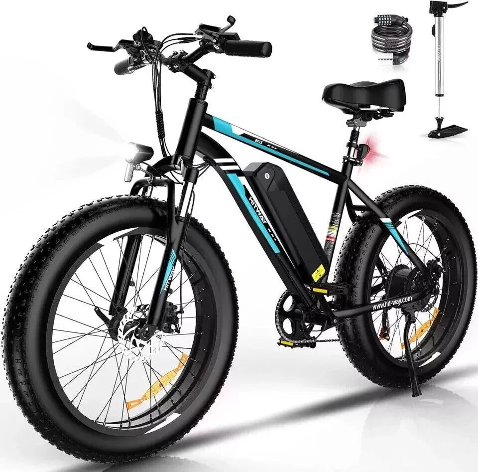 Hitway BK15 4.0 2025 Version 250W 26" Fat Tire Electric Mountain Bike 48V 15Ah Battery Rugged Terrain E-Bike