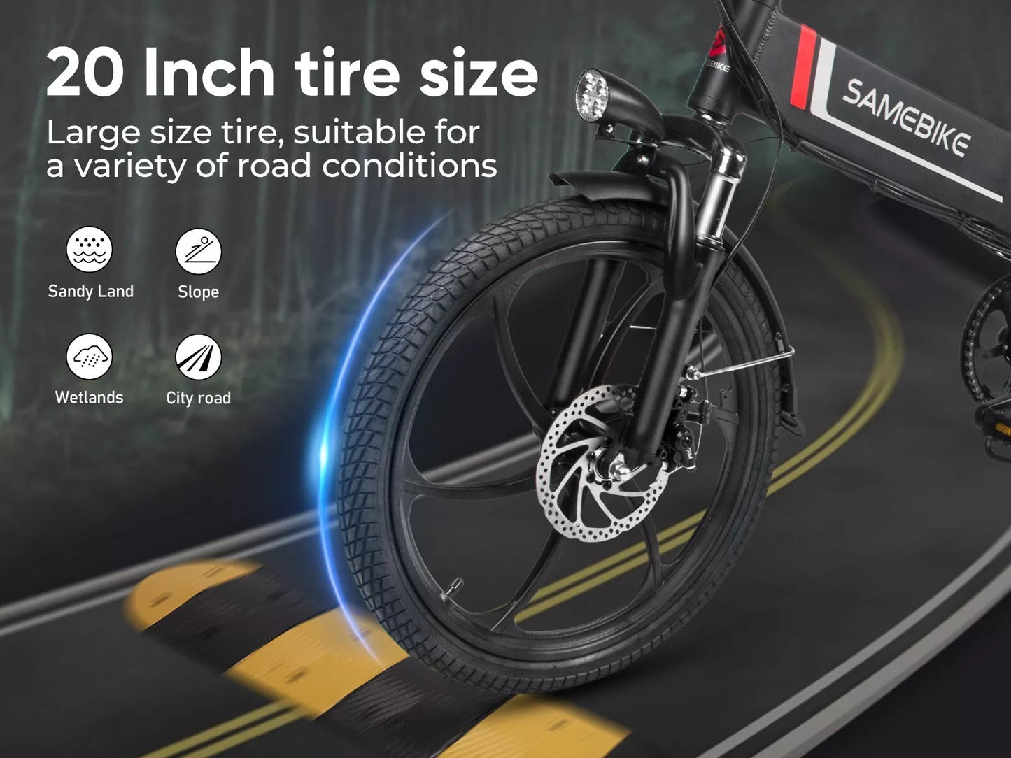 SAMEBIKE 20LVXD30-II 20-Inch Folding E-Bike, 48V 10AH, 350W, Magnesium Alloy Rim