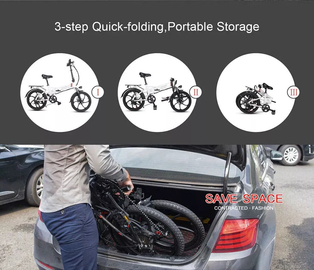 SAMEBIKE 20LVXD30-II 20-Inch Folding E-Bike, 48V 10AH, 350W, Magnesium Alloy Rim
