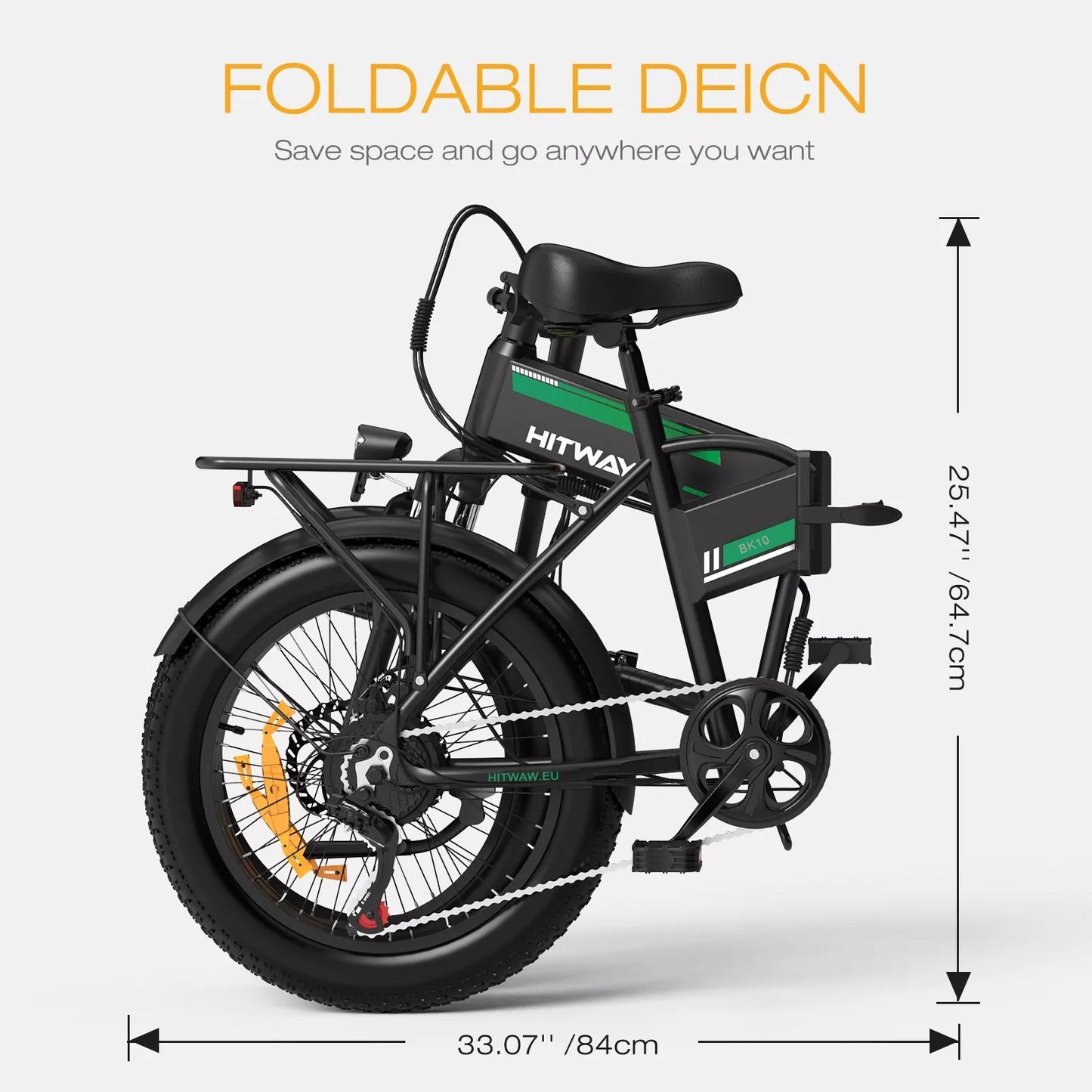 Hitway BK10SP 2025 Version 250W 20" Fat Tire Foldable Electric Bike 48V 13Ah Battery Enhanced Range Off-Road Ride