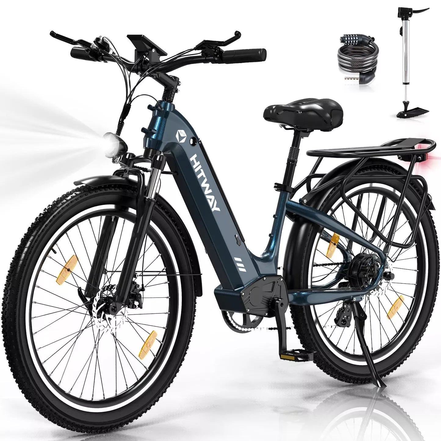 Hitway BK16 2025 Version 250W 26" Fat Tire City Cruiser E-Bike 48V 18Ah Battery Step-Through Comfort Ride