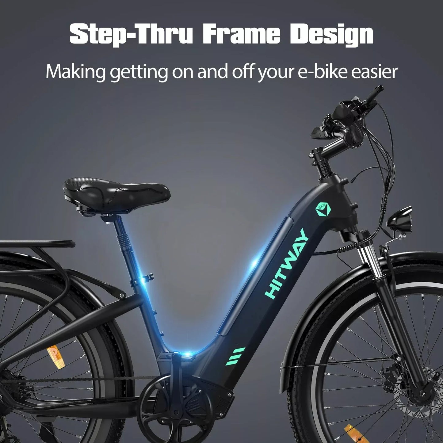 Hitway BK16 2025 Version 250W 26" Fat Tire City Cruiser E-Bike 48V 18Ah Battery Step-Through Comfort Ride