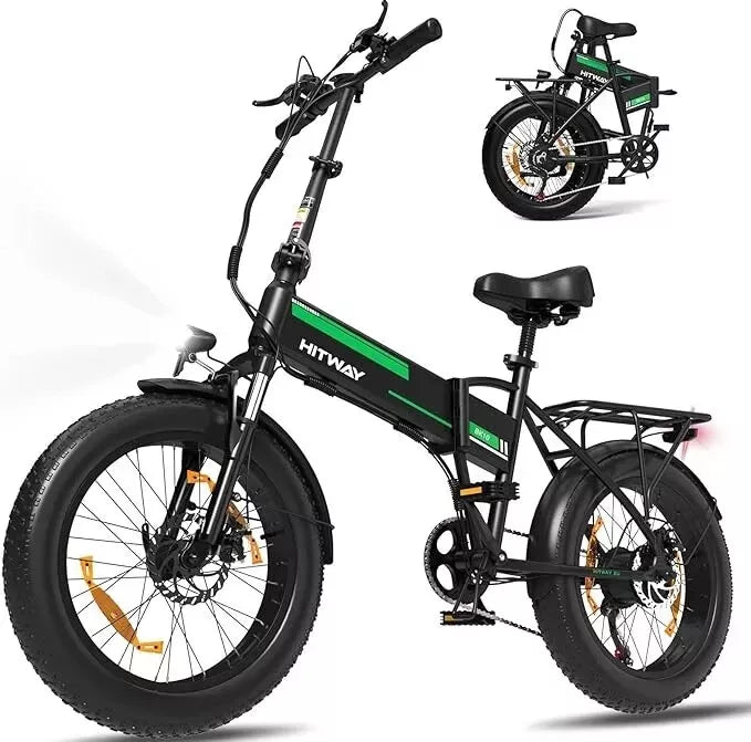 Hitway BK10SP 2025 Version 250W 20" Fat Tire Foldable Electric Bike 48V 13Ah Battery Enhanced Range Off-Road Ride
