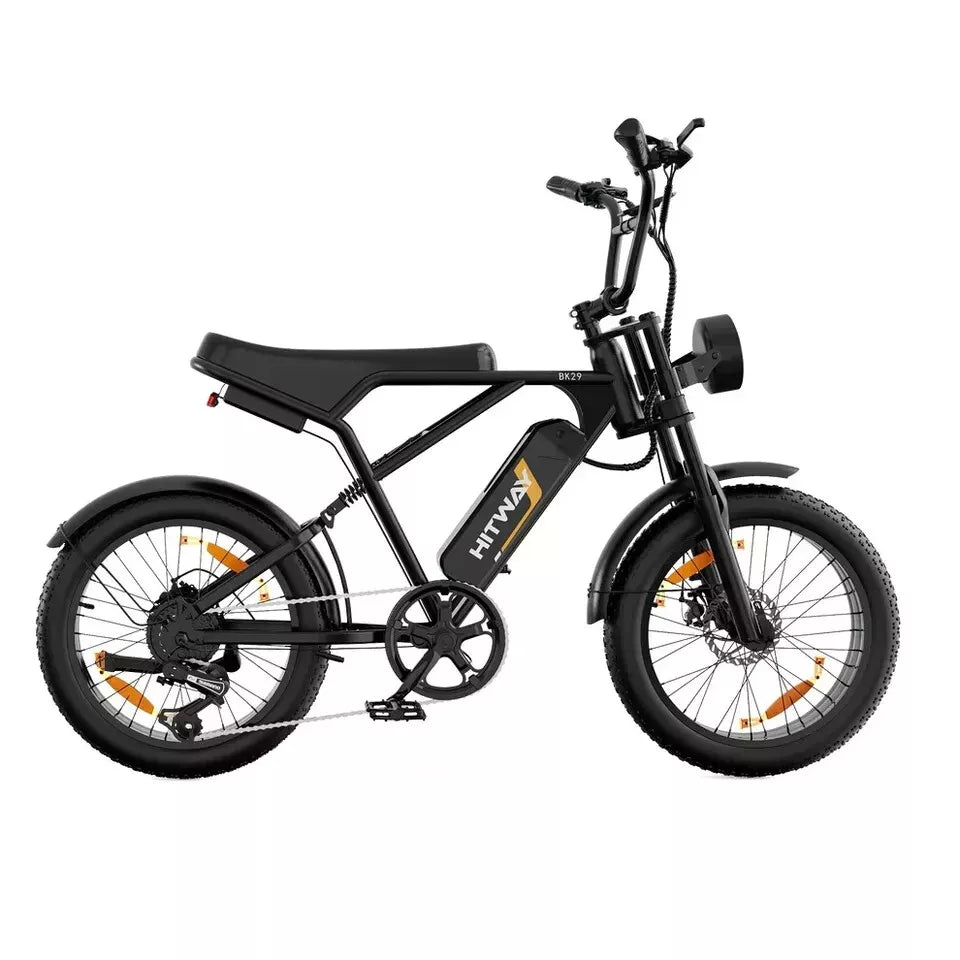 Hitway BK29 2025 Version 250W 20" Fat Tire Electric Moped Style E-Bike 48V 15Ah Battery Retro Urban Cruiser