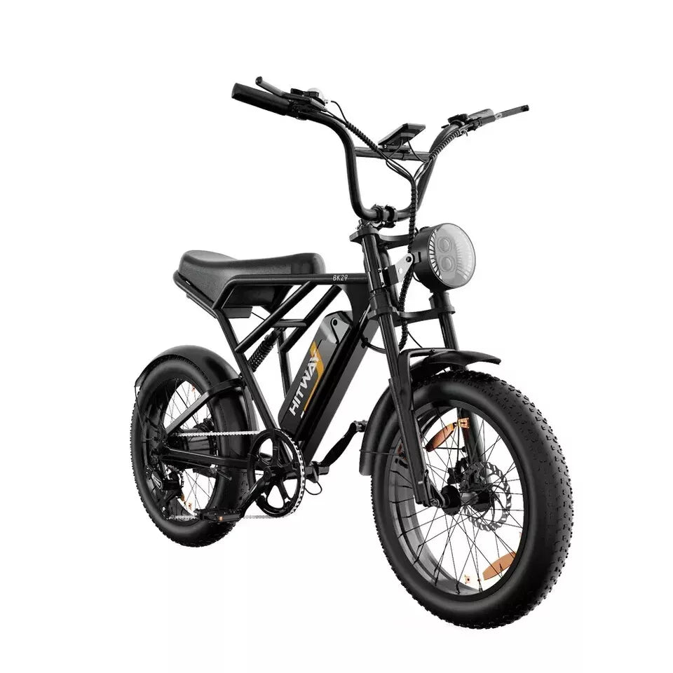 Hitway BK29 2025 Version 250W 20" Fat Tire Electric Moped Style E-Bike 48V 15Ah Battery Retro Urban Cruiser