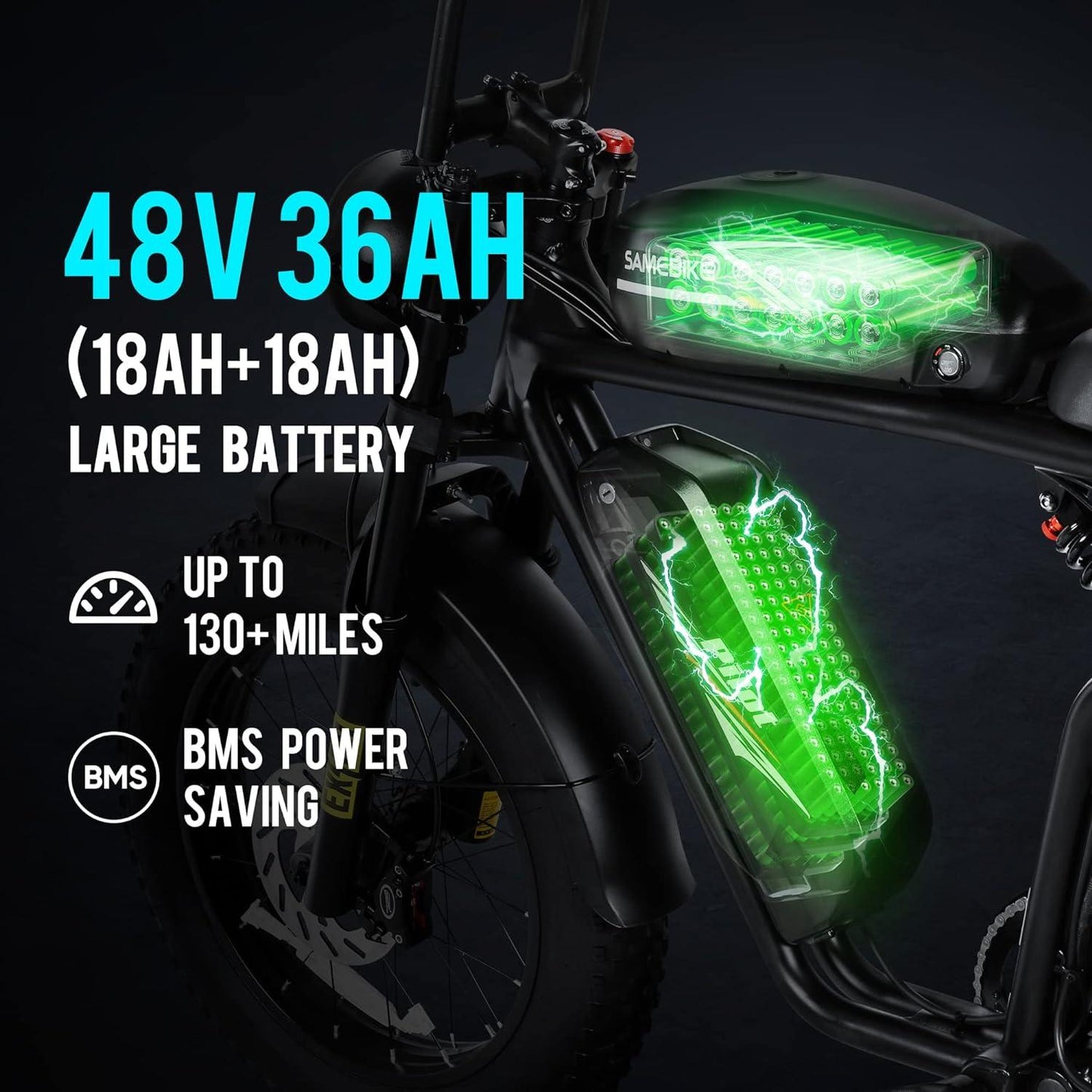 SAMEBIKE M20-III 20-Inch 2000W Fat Tire Electric Bike, 48V 32AH, Hydraulic Brakes