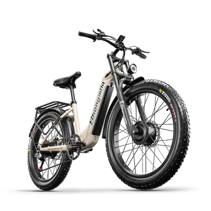 SHENGMILO S700 26" Step-Thru Fat Tire Electric City Bike 1000W*2 Dual Motor 48V 17.5Ah Battery