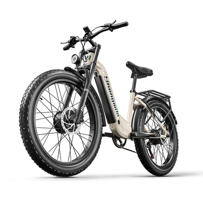SHENGMILO S700 26" Step-Thru Fat Tire Electric City Bike 1000W*2 Dual Motor 48V 17.5Ah Battery