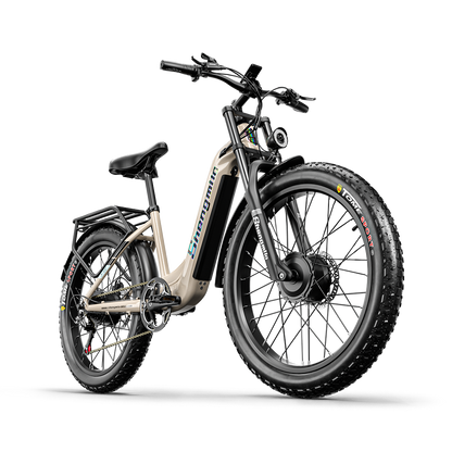 SHENGMILO S700 26" Step-Thru Fat Tire Electric City Bike 1000W*2 Dual Motor 48V 17.5Ah Battery