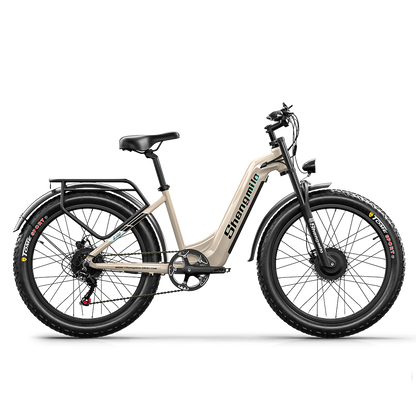 SHENGMILO S700 26" Step-Thru Fat Tire Electric City Bike 1000W*2 Dual Motor 48V 17.5Ah Battery
