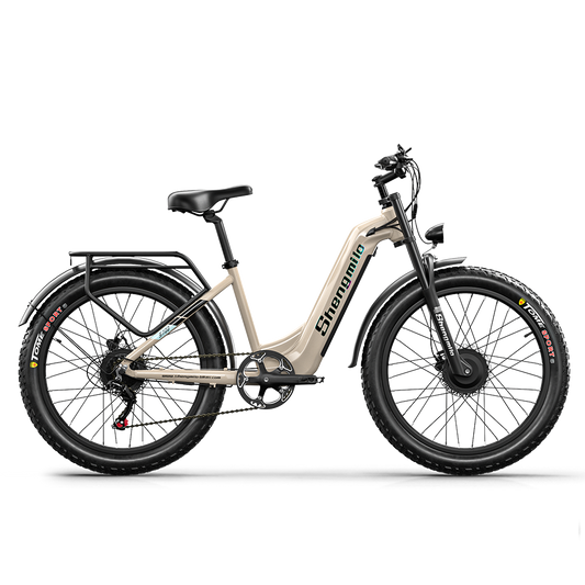 SHENGMILO S700 26" Step-Thru Fat Tire Electric City Bike 1000W*2 Dual Motor 48V 17.5Ah Battery