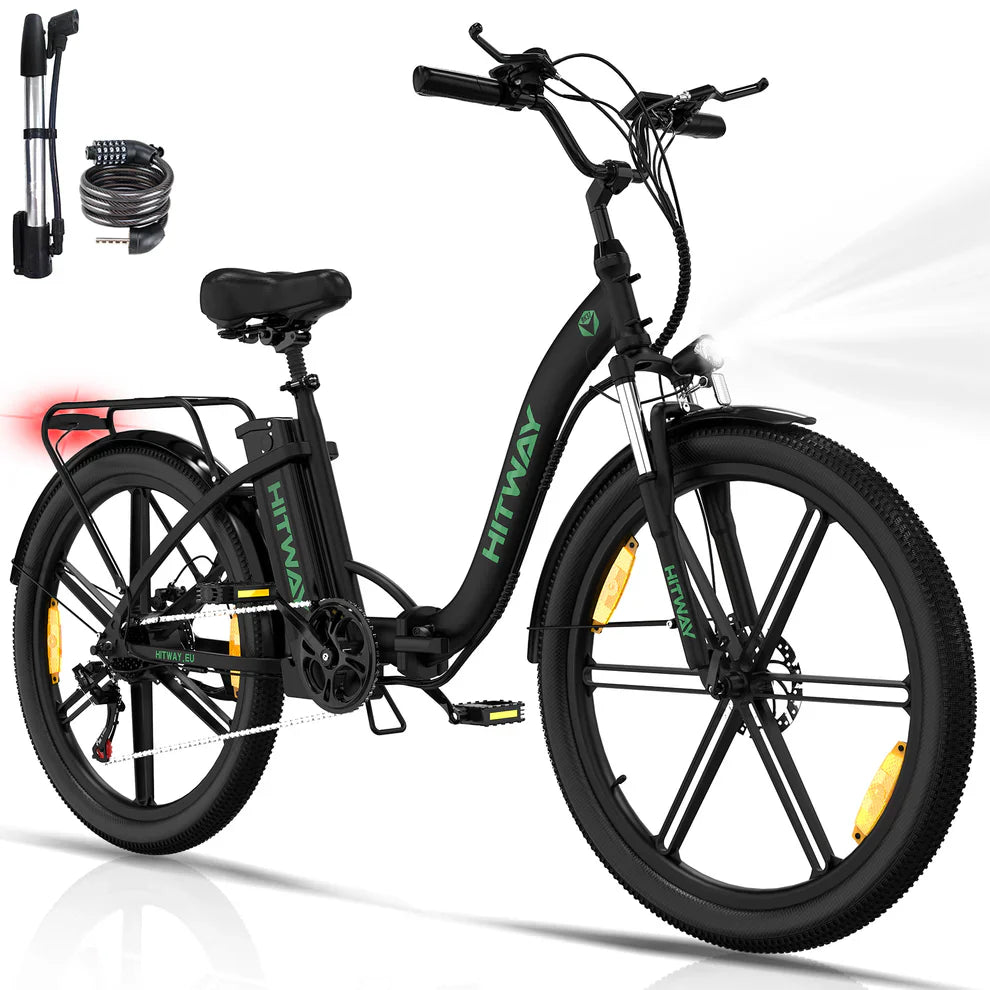 Hitway BK37 2025 Version 250W 26" Step-Through City Electric Bike 36V 10.4Ah Battery Comfortable Urban Cruiser