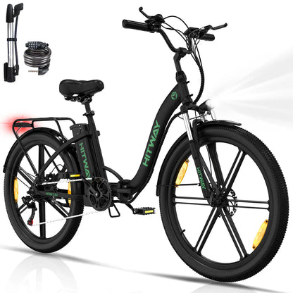 Hitway BK37 2025 Version 250W 26" Step-Through City Electric Bike 36V 10.4Ah Battery Comfortable Urban Cruiser