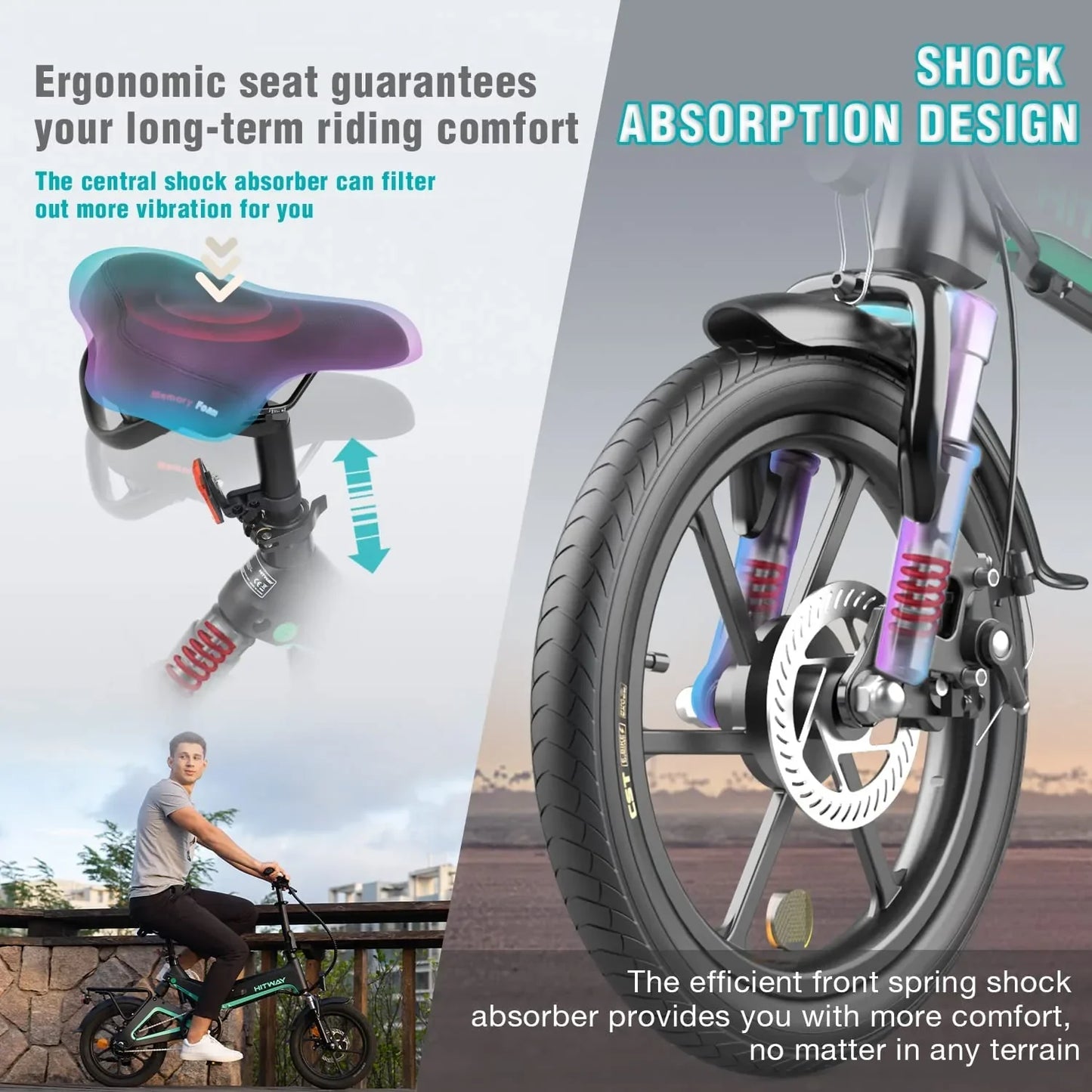 Hitway BK2 2025 Version 250W 16" Foldable Electric Bike 36V 7.8Ah Battery Lightweight Urban Commuter