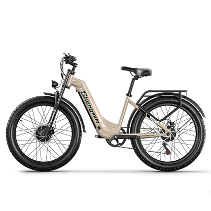 SHENGMILO S700 26" Step-Thru Fat Tire Electric City Bike 1000W*2 Dual Motor 48V 17.5Ah Battery