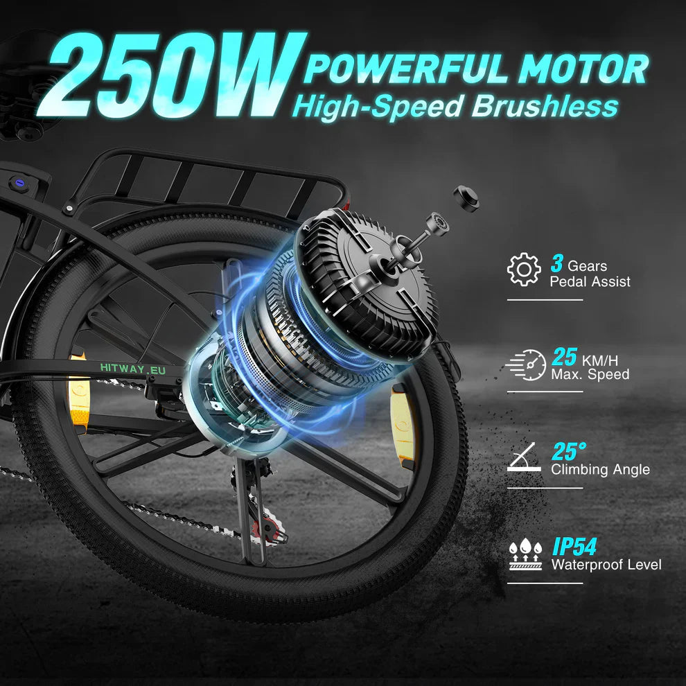 Hitway BK37 2025 Version 250W 26" Step-Through City Electric Bike 36V 10.4Ah Battery Comfortable Urban Cruiser