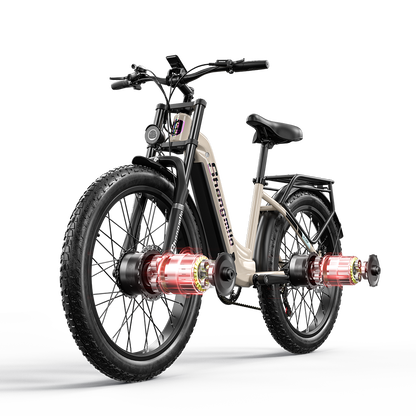SHENGMILO S700 26" Step-Thru Fat Tire Electric City Bike 1000W*2 Dual Motor 48V 17.5Ah Battery