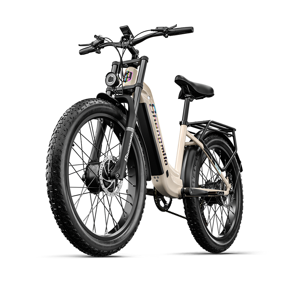 SHENGMILO S700 26" Step-Thru Fat Tire Electric City Bike 1000W*2 Dual Motor 48V 17.5Ah Battery