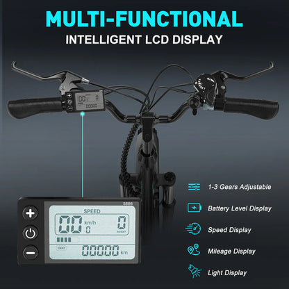 Hitway BK37 2025 Version 250W 26" Step-Through City Electric Bike 36V 10.4Ah Battery Comfortable Urban Cruiser