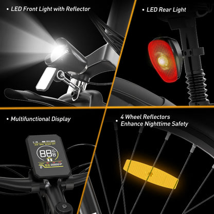 Hitway BK7S 2025 Version 250W 26" Mountain Electric Bike 36V 12Ah Battery Front Suspension Spoked Wheels