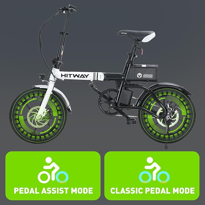Hitway BK35 2025 Version 250W 16" Foldable Mini Electric Bike 36V 6Ah Battery Lightweight Last-Mile Commuter