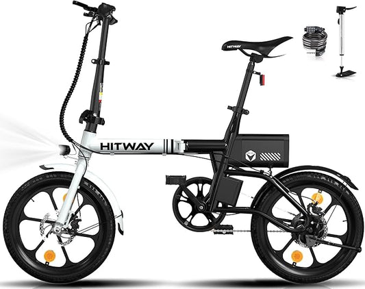 Hitway BK35 2025 Version 250W 16" Foldable Mini Electric Bike 36V 6Ah Battery Lightweight Last-Mile Commuter