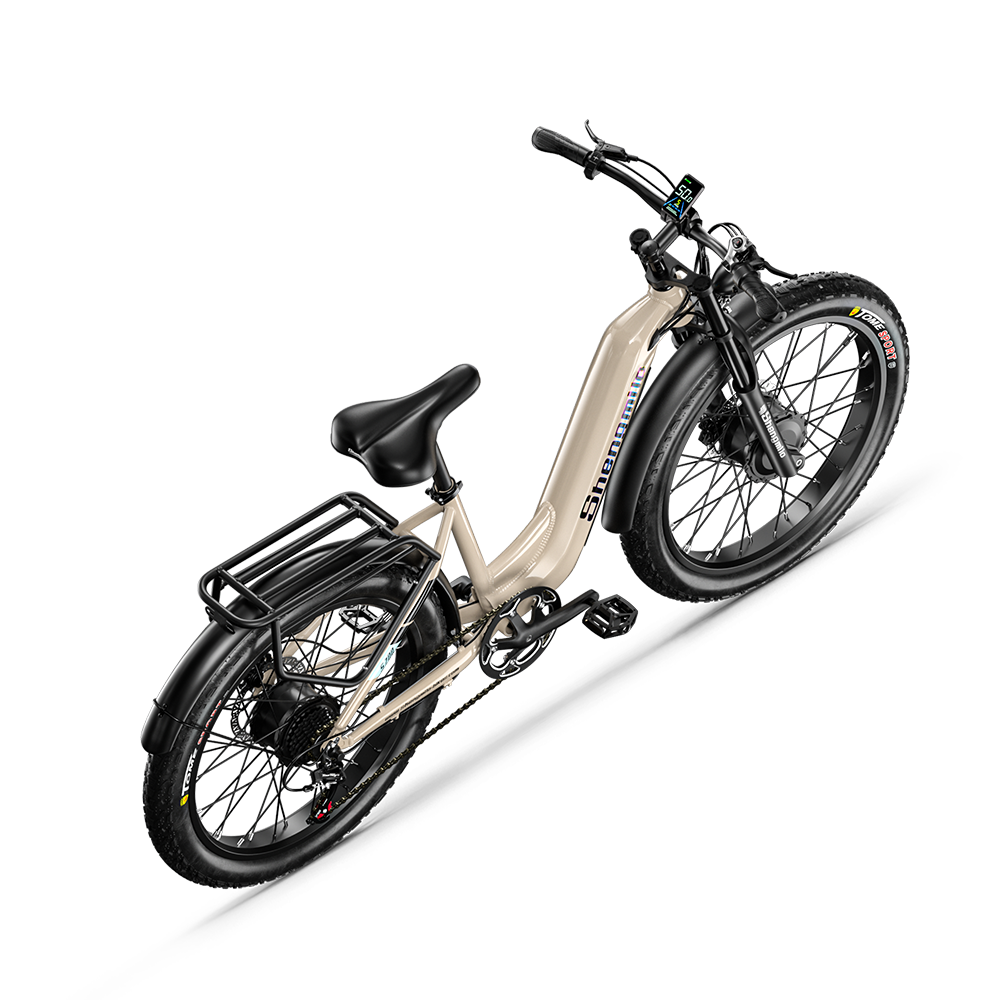SHENGMILO S700 26" Step-Thru Fat Tire Electric City Bike 1000W*2 Dual Motor 48V 17.5Ah Battery