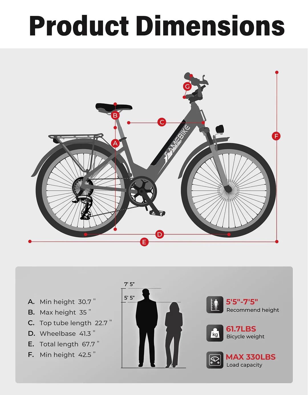 SAMEBIKE RS-A01 Pro-T 26" Pro 36V 15Ah Battery 500W Motor Max Speed 32KM/H Urban Electric Bicycle Best For Commuting And Urban Riding