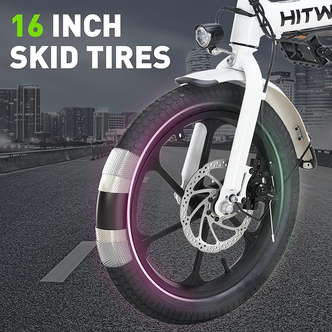 Hitway BK35 2025 Version 250W 16" Foldable Mini Electric Bike 36V 6Ah Battery Lightweight Last-Mile Commuter