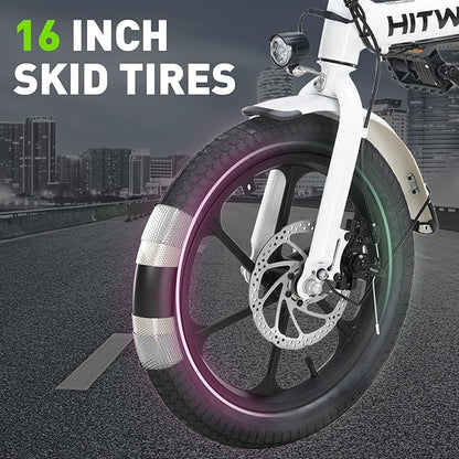 Hitway BK35 2025 Version 250W 16" Foldable Mini Electric Bike 36V 6Ah Battery Lightweight Last-Mile Commuter