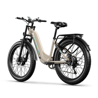 SHENGMILO S700 26" Step-Thru Fat Tire Electric City Bike 1000W*2 Dual Motor 48V 17.5Ah Battery