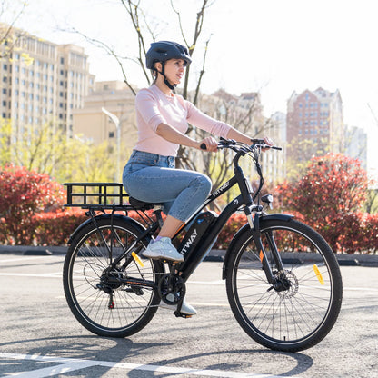 Hitway BK27 2025 Version 250W 28" Trekking Electric Bike 36V 12Ah Battery City Hybrid with Spoked Wheels