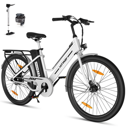 Hitway BK8S 2025 Version 250W 26" City Hybrid Electric Bike 36V 8.4Ah Battery Step-Through Frame