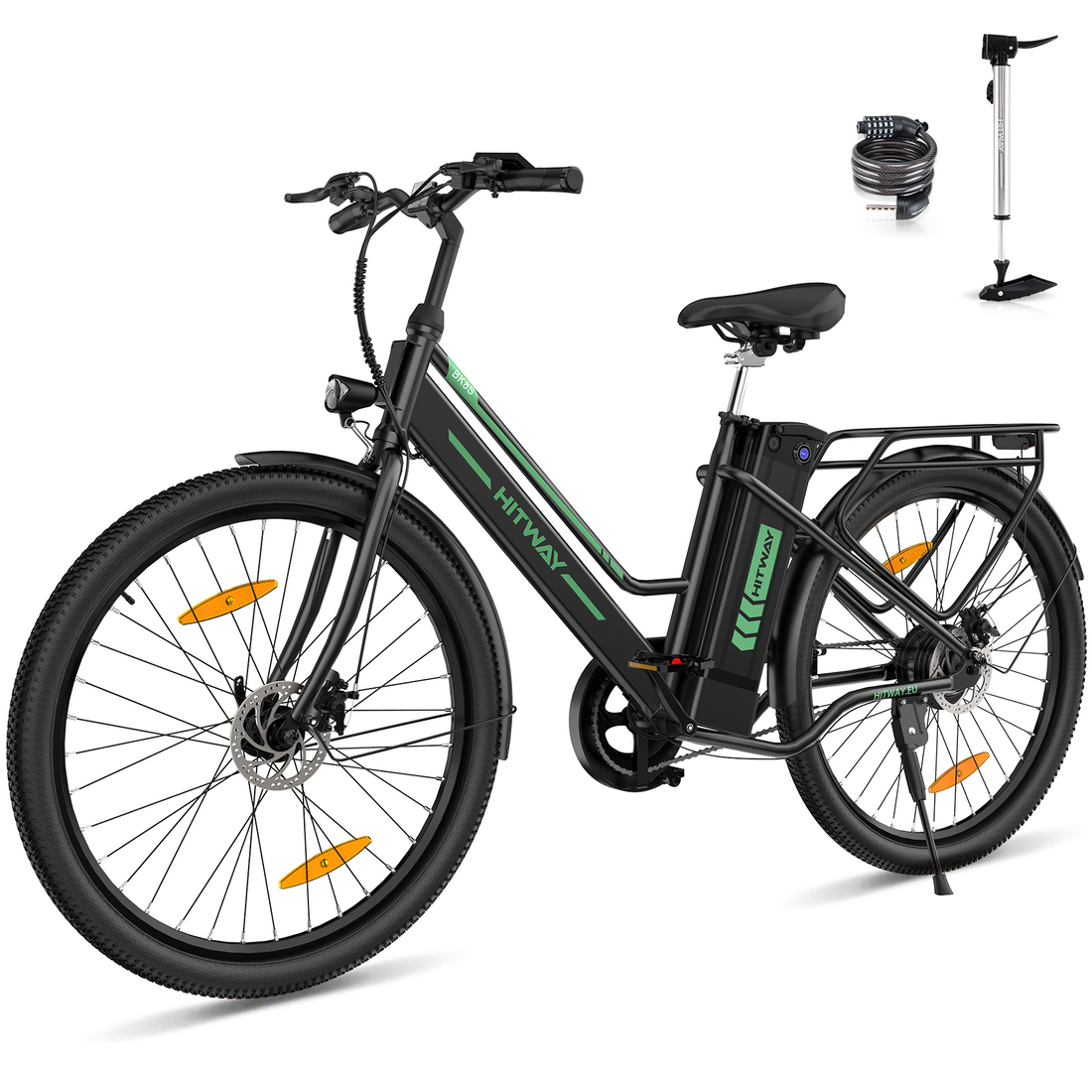 Hitway BK8S 2025 Version 250W 26" City Hybrid Electric Bike 36V 8.4Ah Battery Step-Through Frame