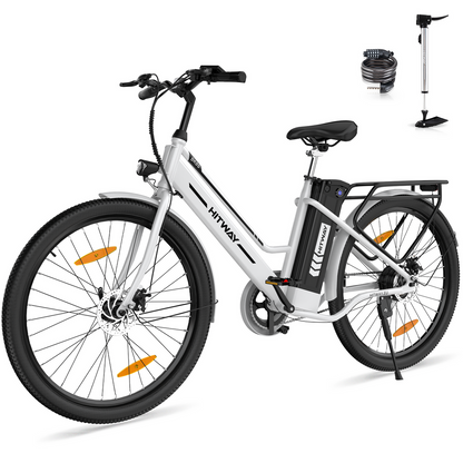 Hitway BK8S 2025 Version 250W 26" City Hybrid Electric Bike 36V 8.4Ah Battery Step-Through Frame