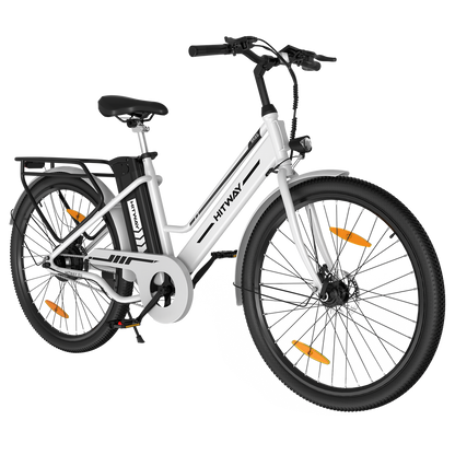 Hitway BK8S 2025 Version 250W 26" City Hybrid Electric Bike 36V 8.4Ah Battery Step-Through Frame