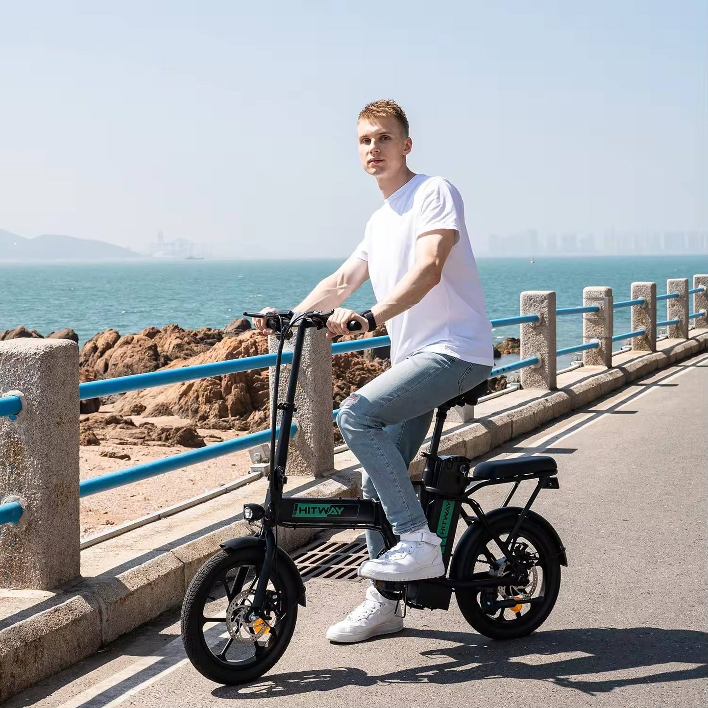 Hitway BK5 2025 Version 250W 16" Foldable Electric Bike 36V 8.4Ah Battery Compact City E-Bike Dual Suspension