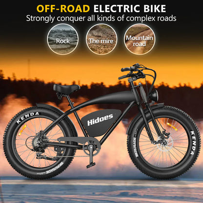 Hidoes B3 1200W Electric Bike – 35MPH, 48V 18.2Ah Battery, 60-Mile Range, High-Performance E-Bike